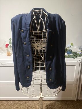 Tommy Hilfiger Navy Military-Inspired Double-Breasted Blazer